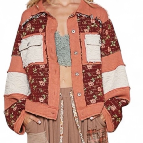POL / New Patchwork Quilted Jacket / Boho Floral Winter jacket Boutique - Picture 9 of 13